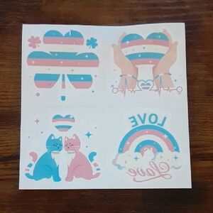 Cute Trans Pride Temporary Tattoo Sheet
